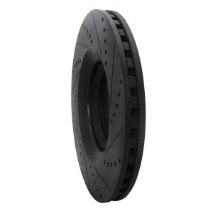 Audi TT Quattro Brake Rotor (1) - Front Left - R1 Concepts - Drilled & Slotted - Black - `08-`11